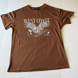 Streetwear society mens t shirt Short sleeve size large brown white